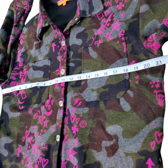 Vilagallo Camouflage Shirt Dress Size 40 Medium Green Pink Belt Button-Down RARE - Picture 10 of 12